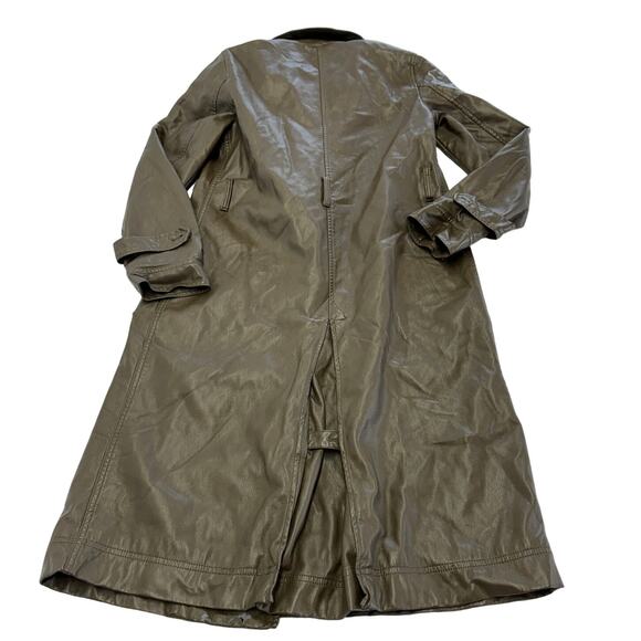 Marissa Webb‎ Coat Womens 0 Green Faux Leather Trench Jacket - Picture 6 of 14